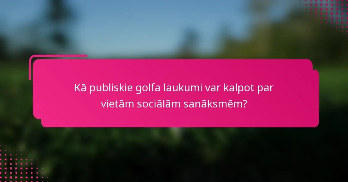 Kā publiskie golfa laukumi var kalpot par vietām sociālām sanāksmēm?