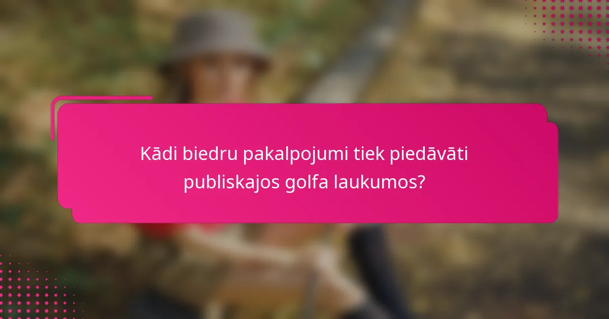 Kādi biedru pakalpojumi tiek piedāvāti publiskajos golfa laukumos?