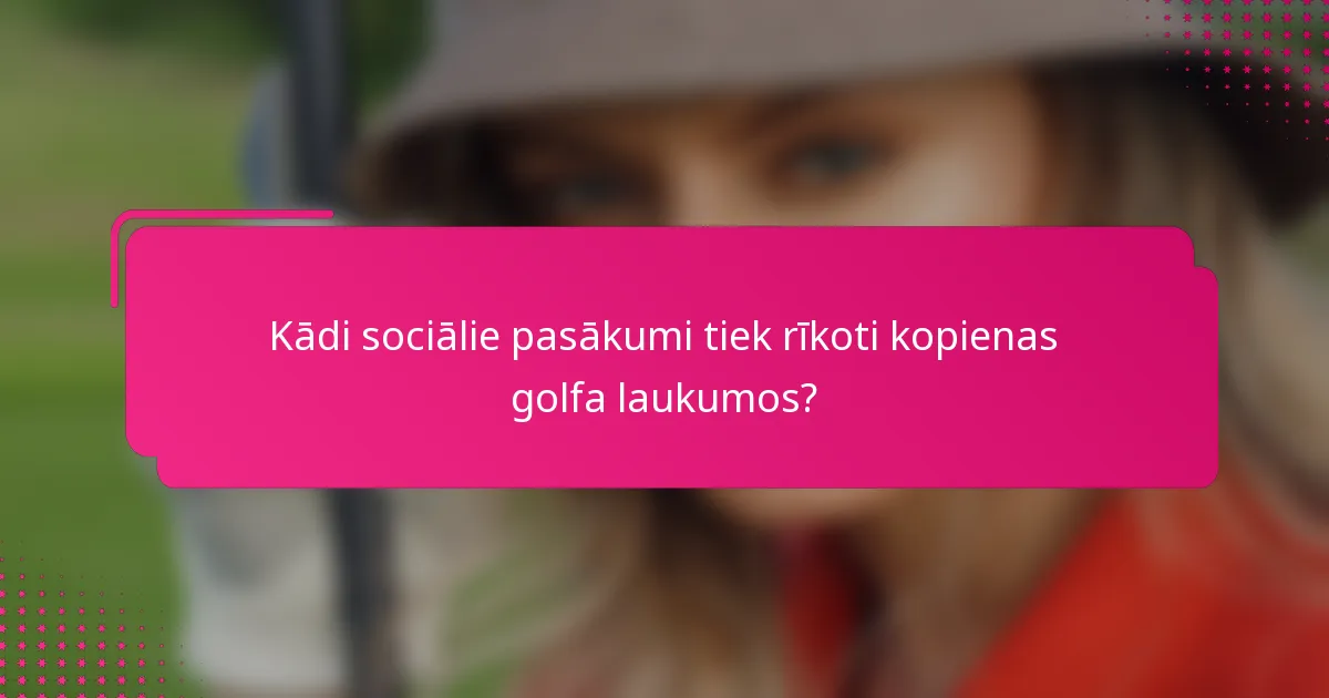 Kādi sociālie pasākumi tiek rīkoti kopienas golfa laukumos?