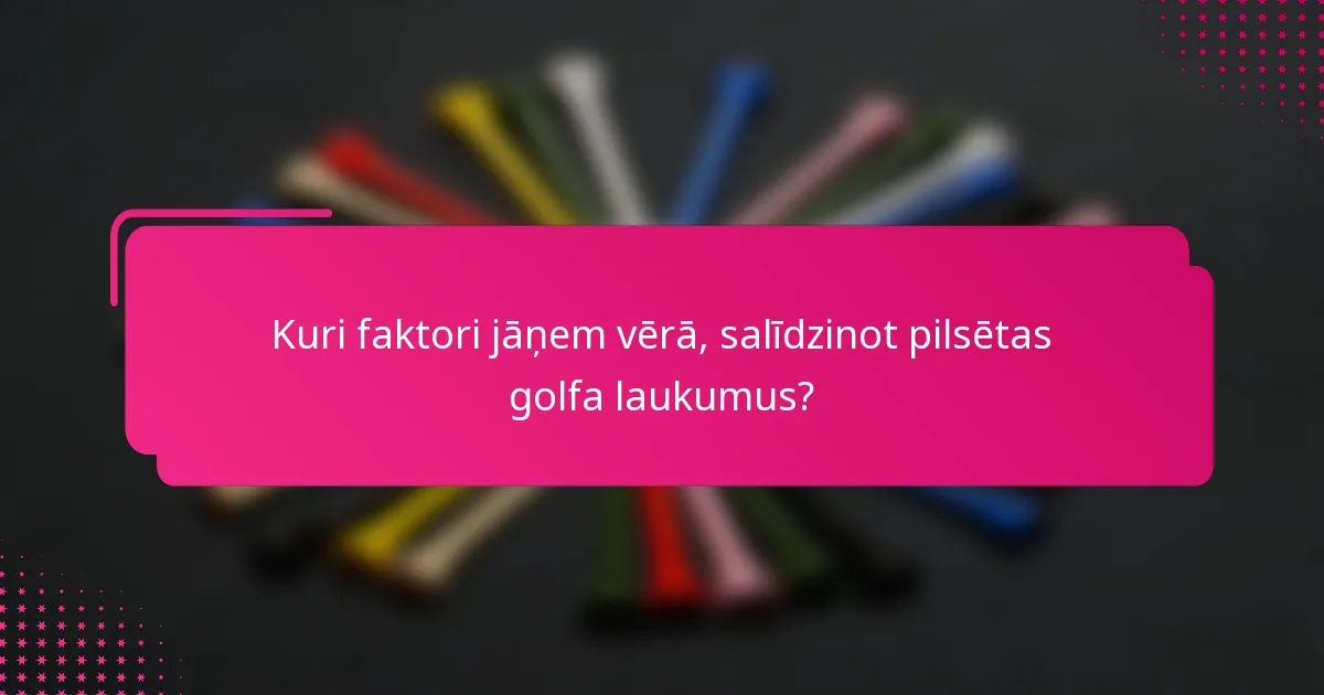 Kuri faktori jāņem vērā, salīdzinot pilsētas golfa laukumus?