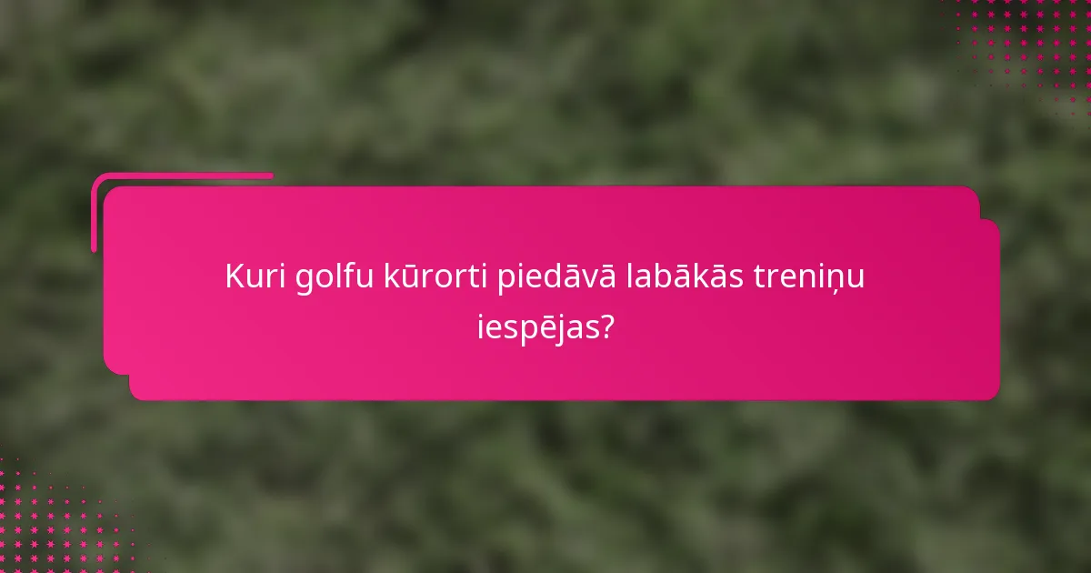 Kuri golfu kūrorti piedāvā labākās treniņu iespējas?